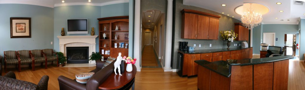office waiting room and receptionist desk