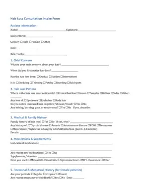 Hair Loss Consultation Intake Form