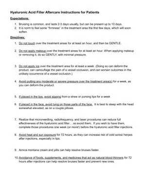 Post Hyaluronic Acid Filler Instructions for Patients