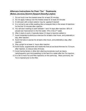 Post Tox Instructions for Patients